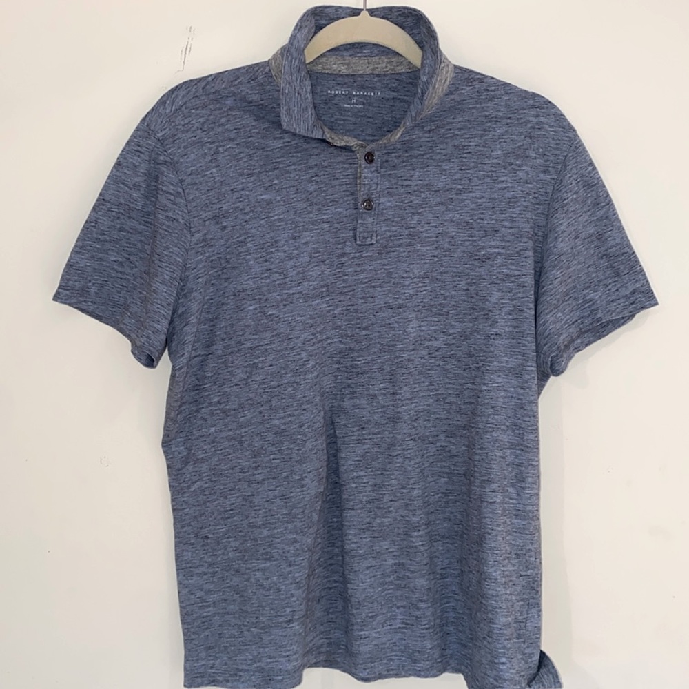 Robert Barakett light blue heathered 100% cotton polo Sz M